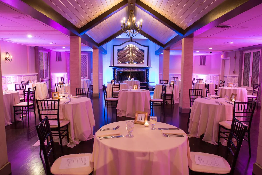 A room with tables and chairs in it A room with tables and chairs in it