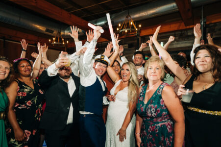 A group of people that are standing up