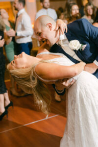 A man and woman dancing on the dance floor.