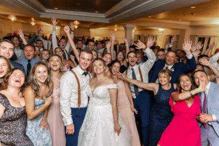 A group of people that are standing up in the air