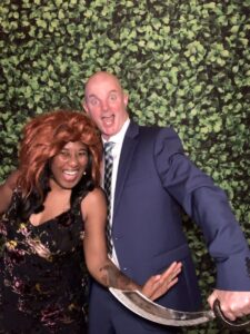 A man and woman posing for the camera.